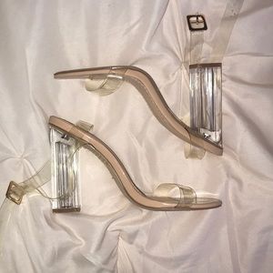 Fashion Nova clear strapped heeled sandals